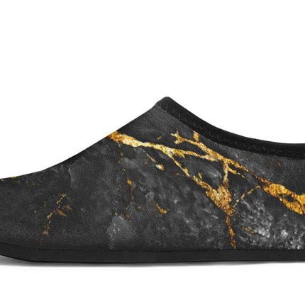 Black Marble Texture And Gold Splash
