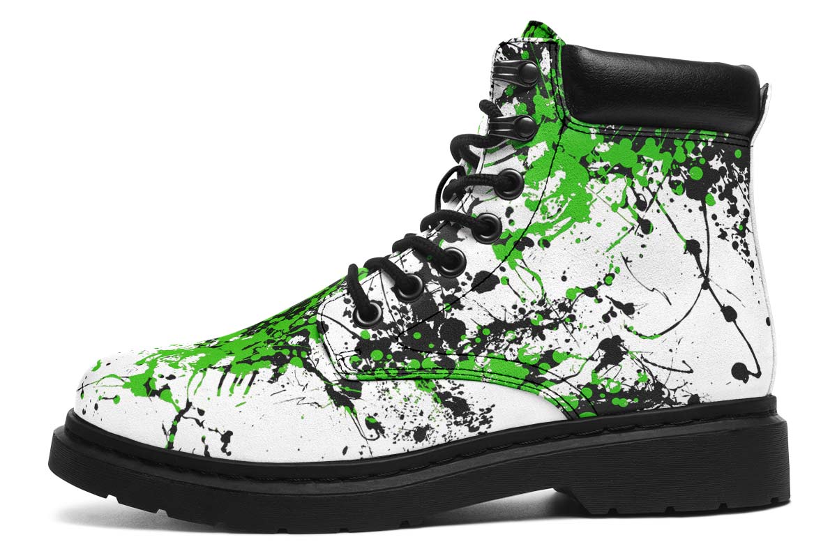 Green Black White Splatter