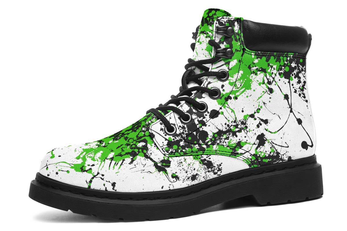 Green Black White Splatter