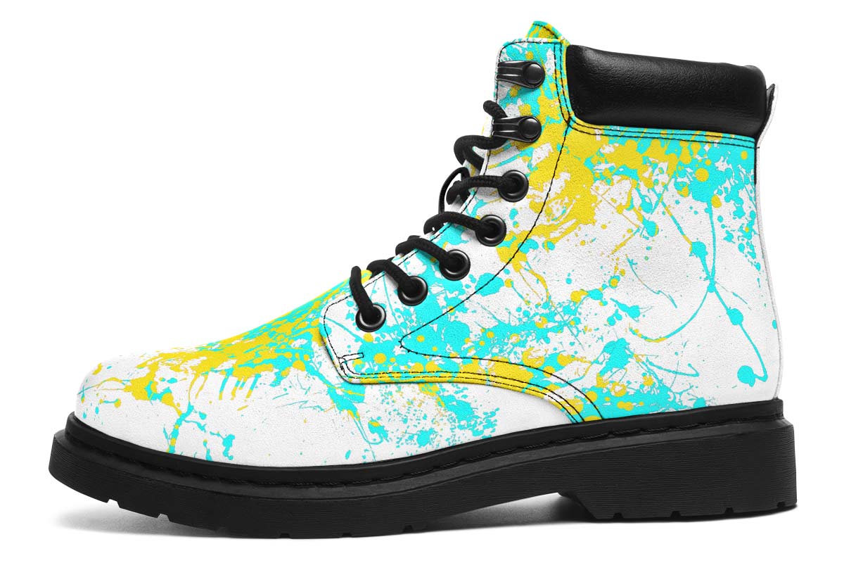 Yellow Aqua White Splatter