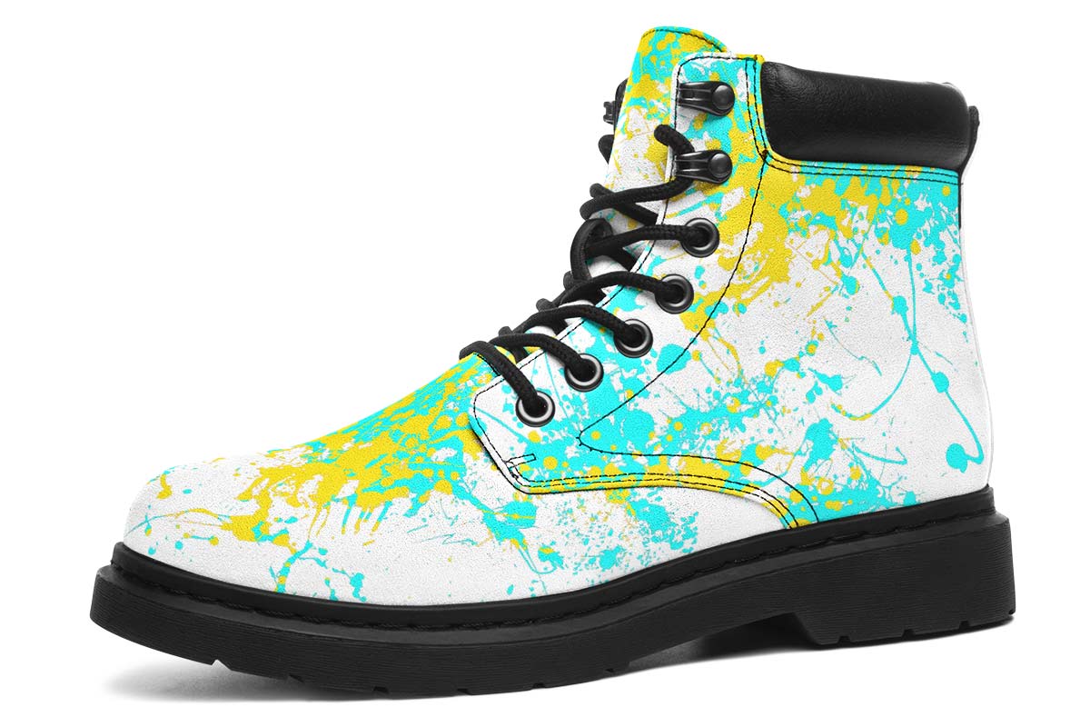 Yellow Aqua White Splatter