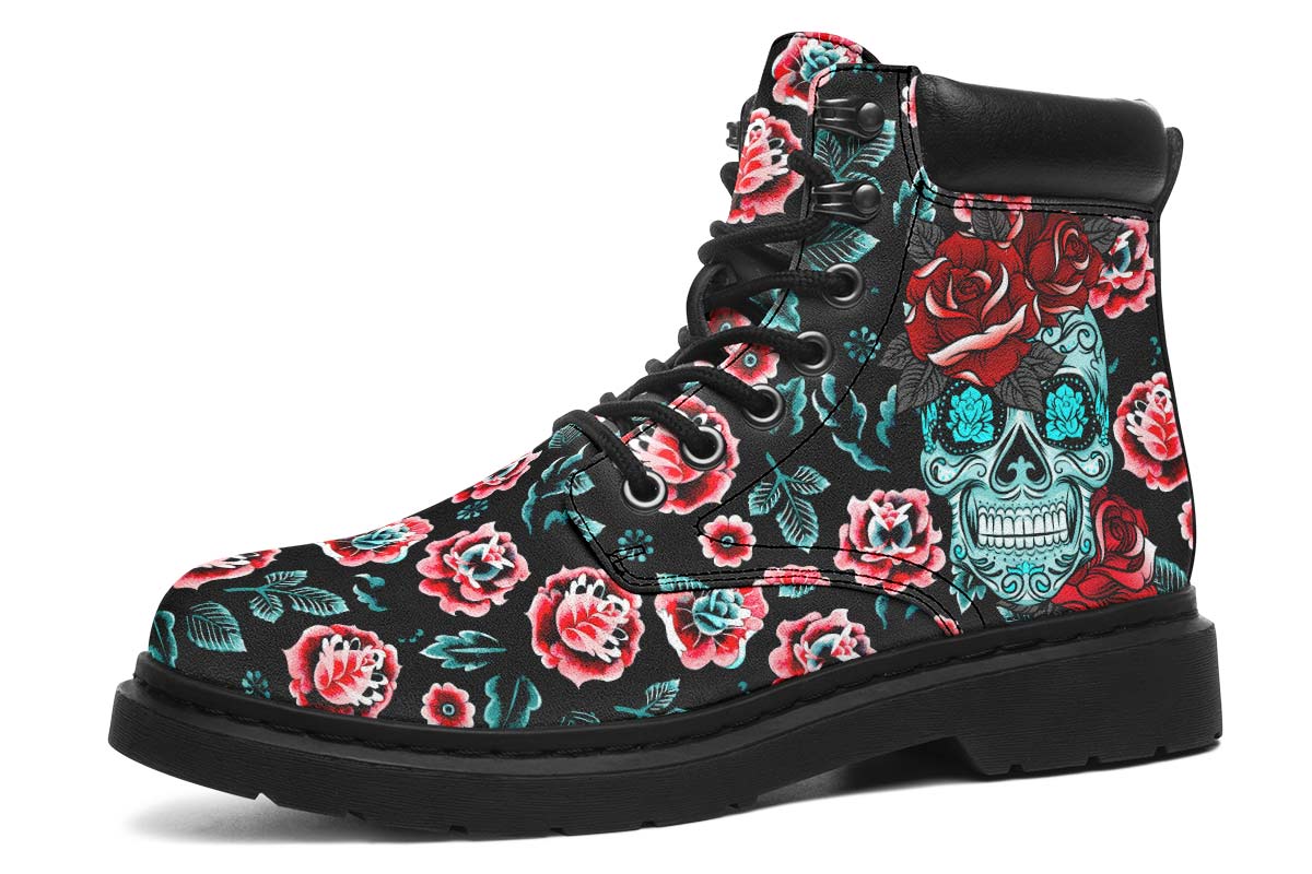 Blue Sugar Skull And Roses