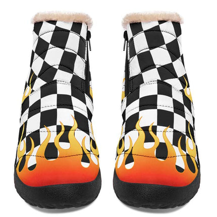 Black And White Checker With Flames