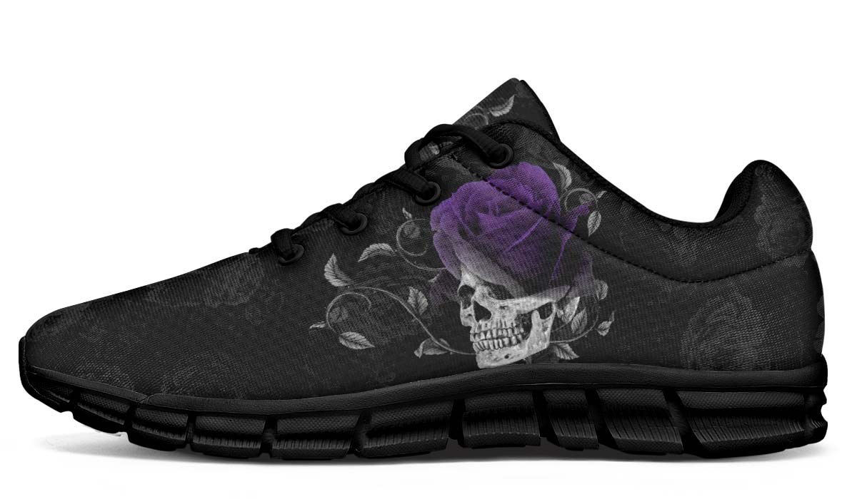 Grey Skull And Purple Rose