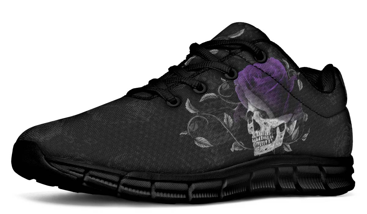 Grey Skull And Purple Rose