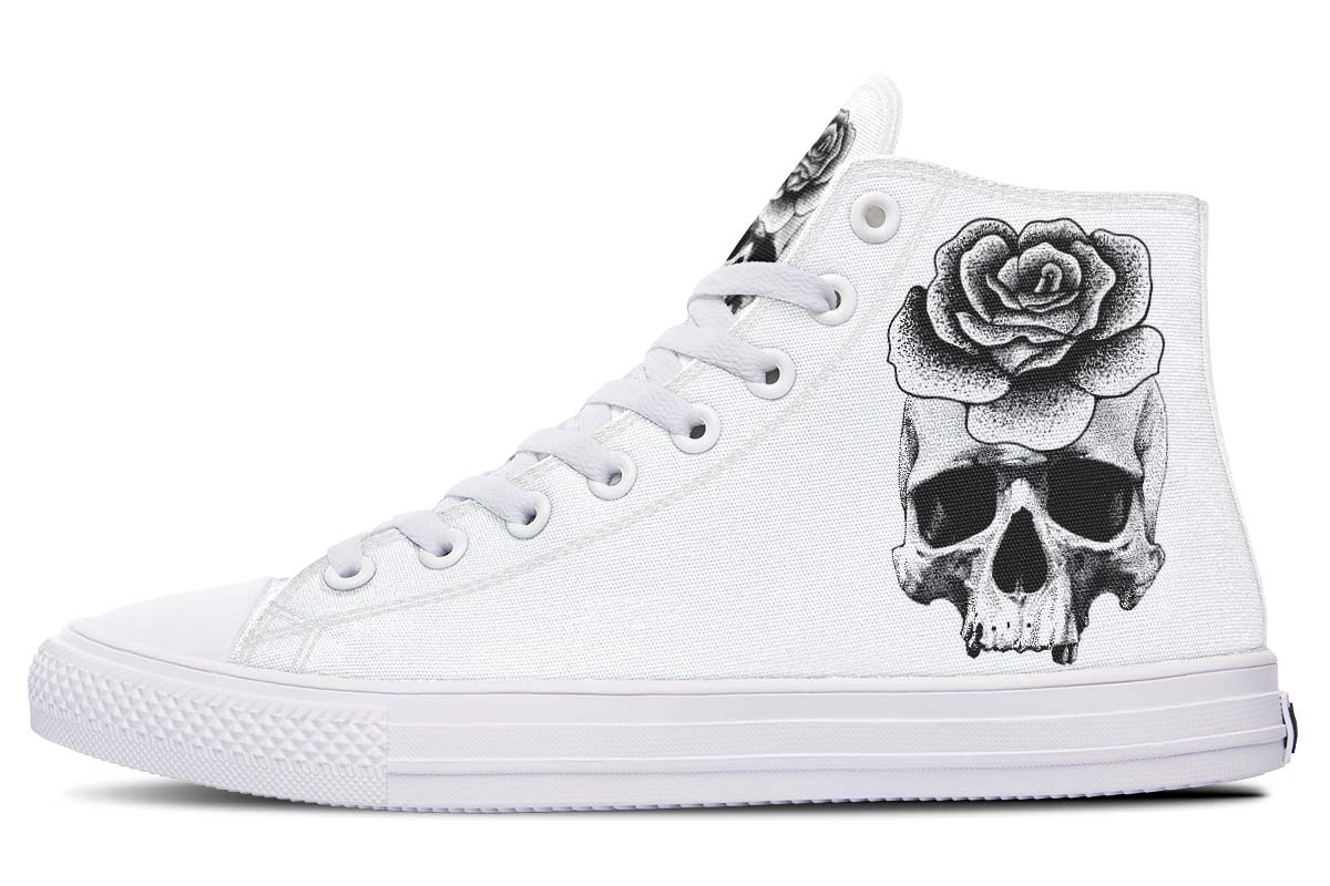 Black And White Skull And Rose