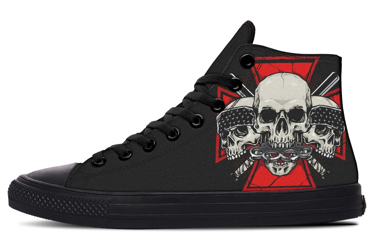 Gansta Skull Red Maltese Cross