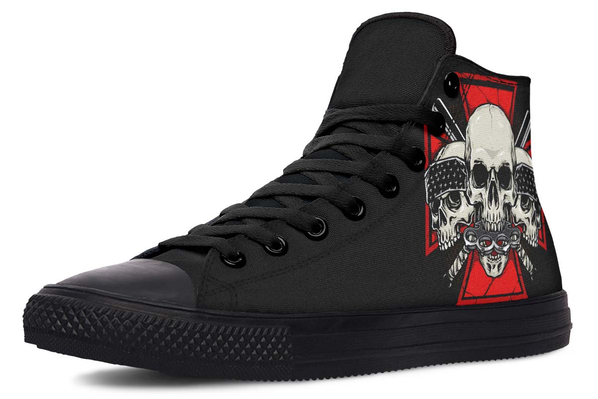 Gansta Skull Red Maltese Cross