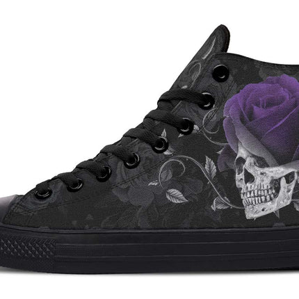 Grey Skull And Purple Rose