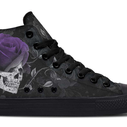 Grey Skull And Purple Rose