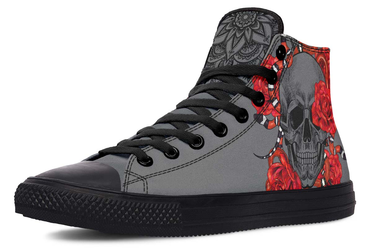 Red Flowers Skull Snake