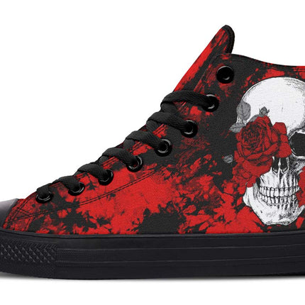 Red Tie Dye Skull And Rose