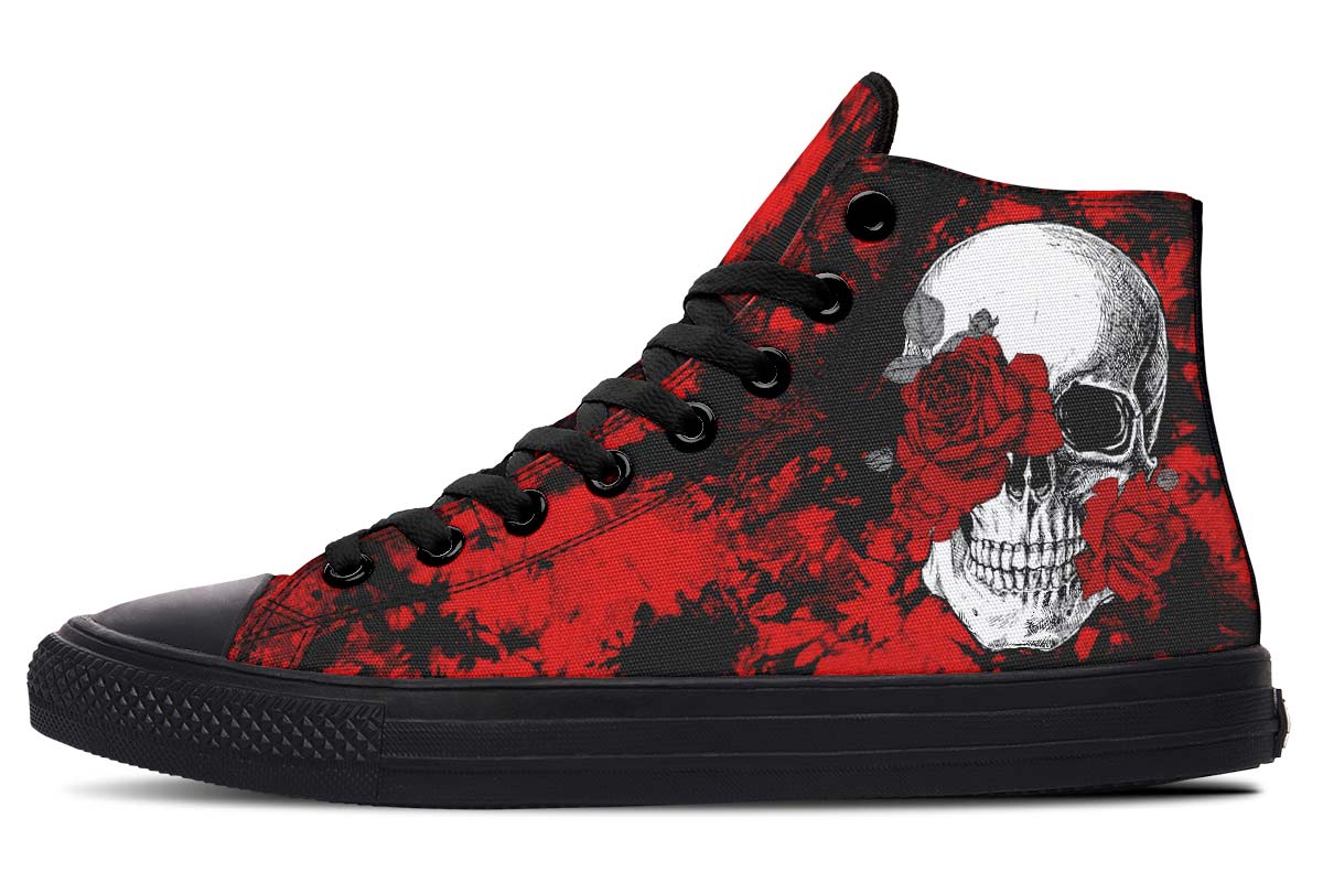 Red Tie Dye Skull And Rose