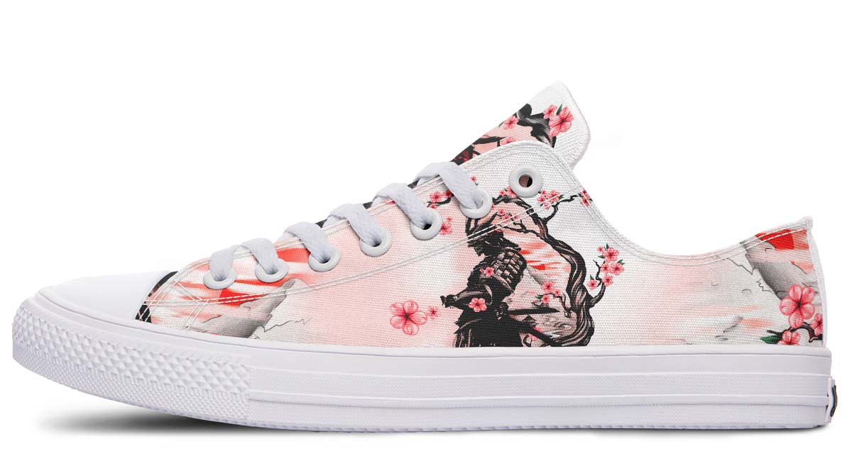 Raad Shop unisex Samurai and Pink Flowers Lowtops White Sole US 12 / EU46