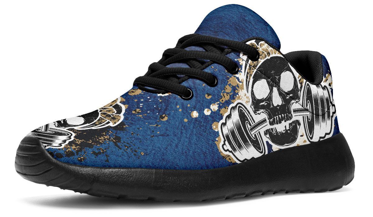 Blue And Gold Splat Skull On White