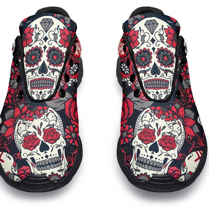 Sugar Skull And Red Flowers