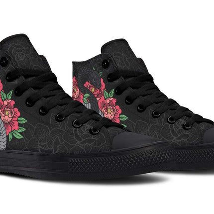 Black Snake And Pink Flowers