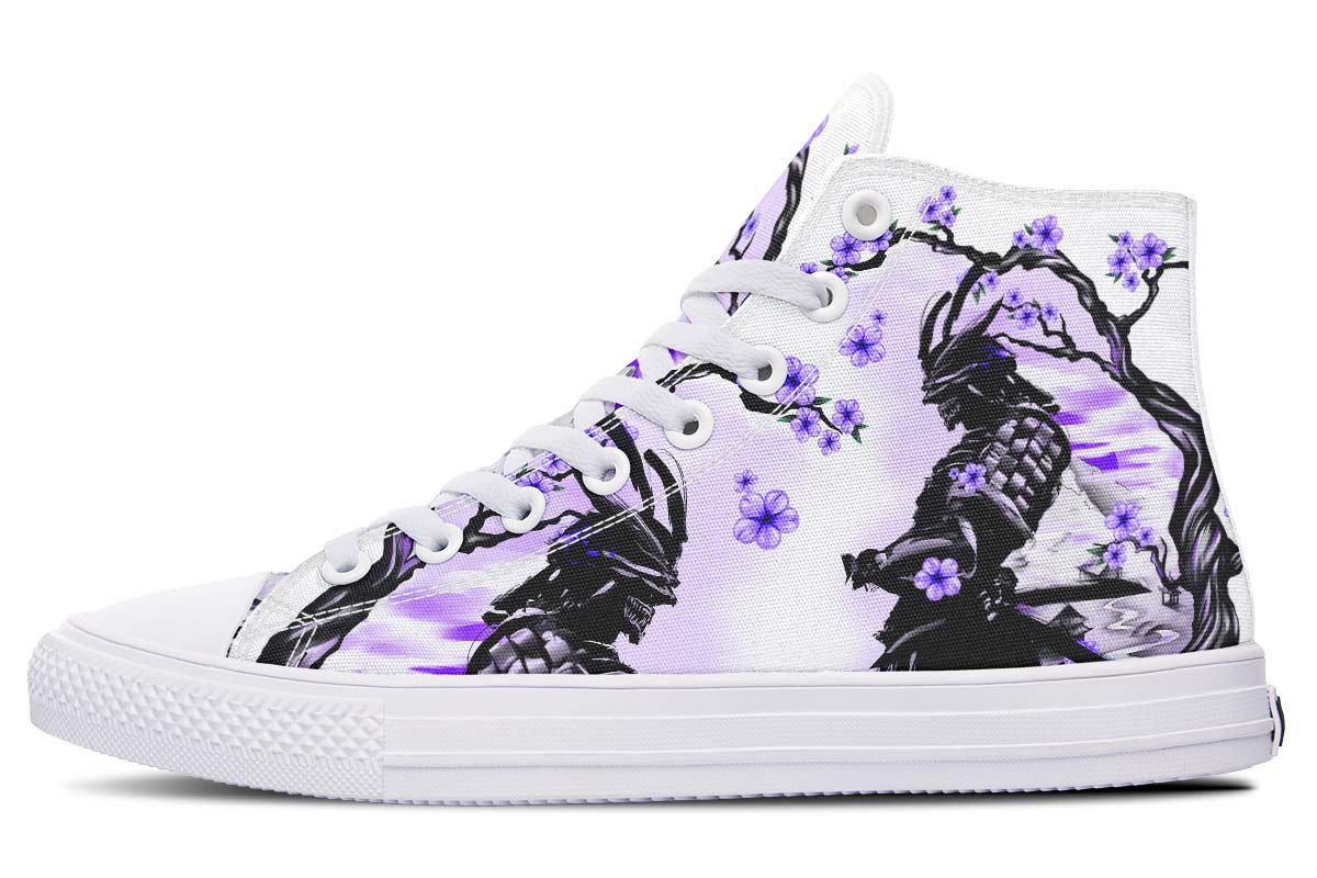 Samurai And Violet Flowers
