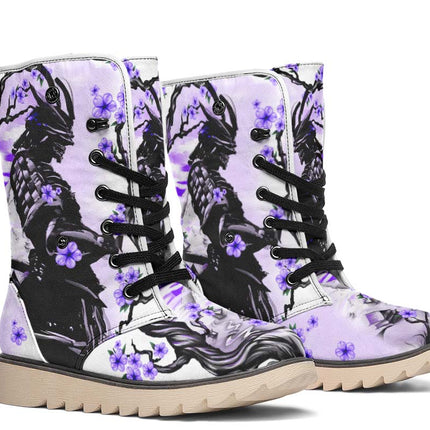 Samurai And Violet Flowers