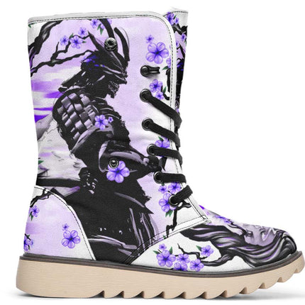 Samurai And Violet Flowers